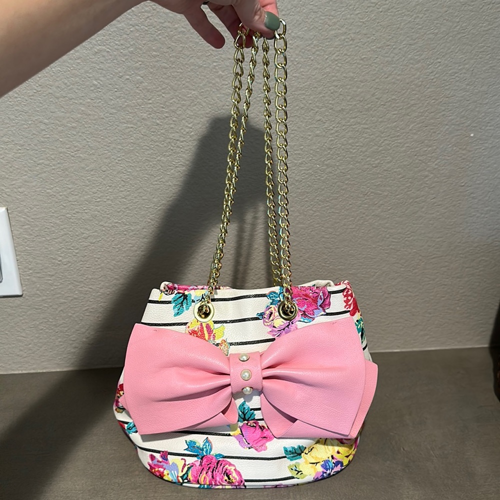 Betsey Johnson Round Floral Bucket Purse